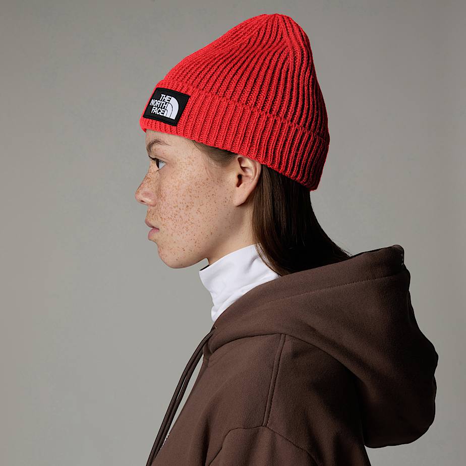 The North Face Logo Box Cuffed Mössa Dam Röda | NF0A19R7S